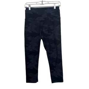 Zella Blue Printed Pull On Cropped Leggings Small